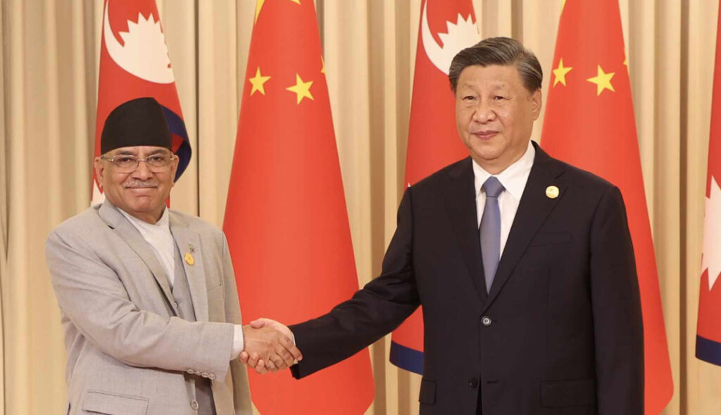 प्रधानमन्त्री प्रचण्ड र चीनका राष्ट्रपति सी जिनपिङबीच भेटवार्ता